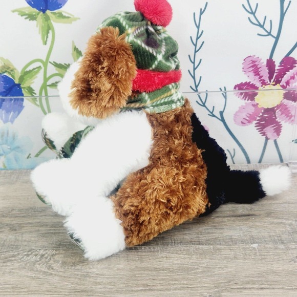 Gentle Treasures Puppy Dog Plush 14" Plaid Hat & Scarf Winter Christmas Holiday - Picture 4 of 9